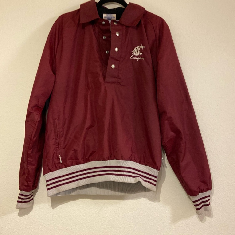 Vintage Action Wear WASU Washington StateCougars Red Varsity Quarter Jacket